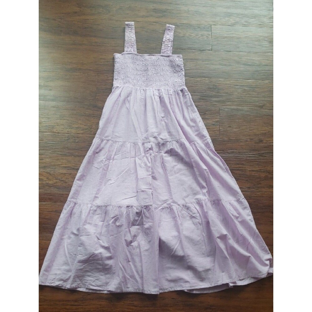 Seafolly Light Lavender Smocked Maxi Dress Size Small Summer Sundress Vacation - Picture 3 of 5
